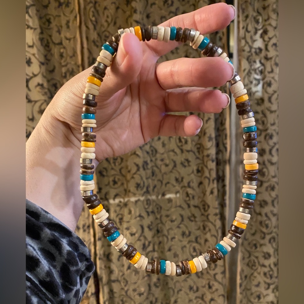 Vintage Wooden Beads on Stretch Cord Necklace by H&M